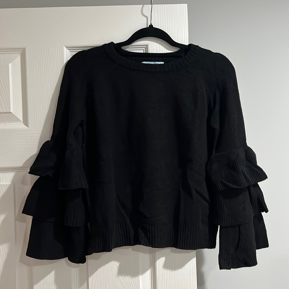 Black Light Sweater Top w/ Bell Sleeves